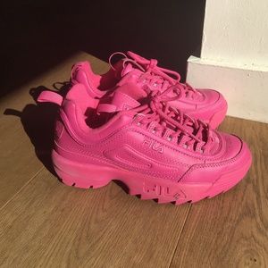 Bright Pink Fila Disruptors